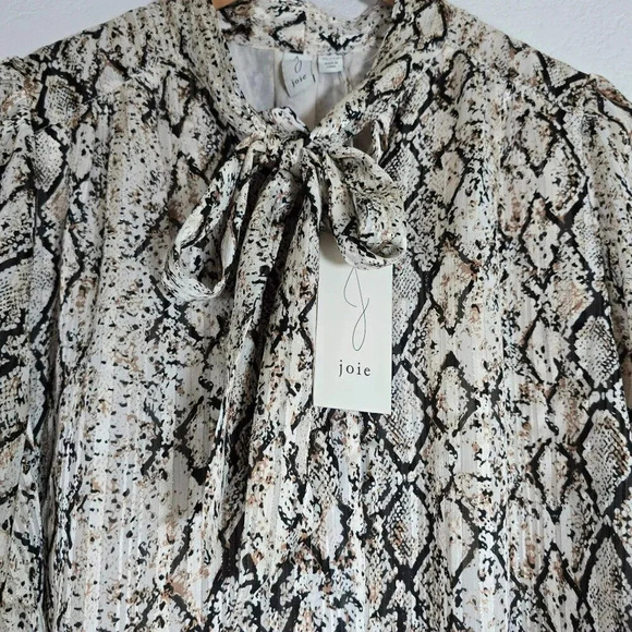Joie Womens Python Print Long Sleeve Blouse shirt Boutton down size XL - Picture 14 of 16